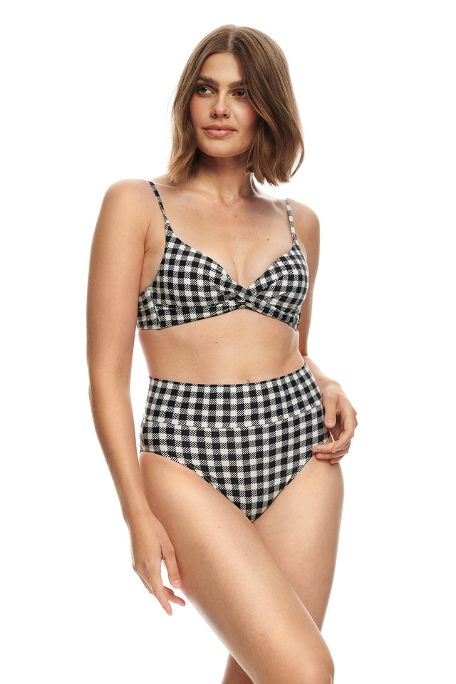 Bermuda Bikini Top-GINGHAM INK