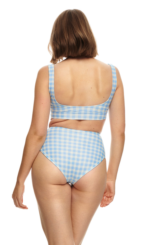 Goa Bikini top-GINGHAM AQUA