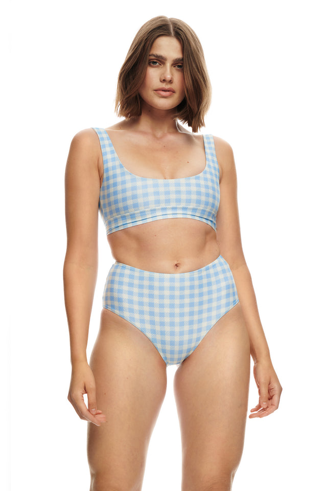 Goa Bikini top-GINGHAM AQUA