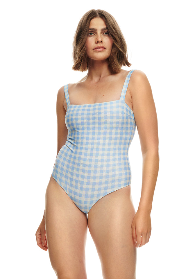 Haiti Swimsuit-GINGHAM AQUA