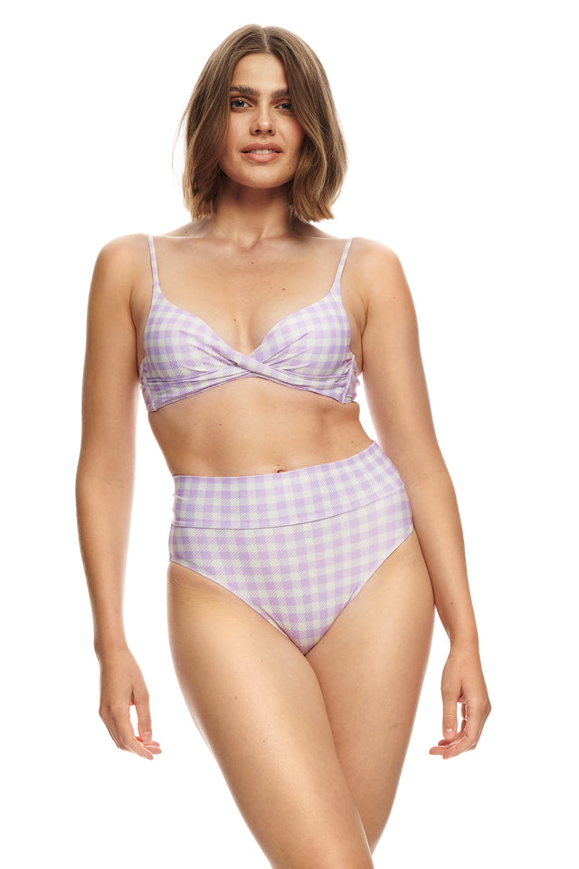Sara Bikini Bottom-GINGHAM LILAC