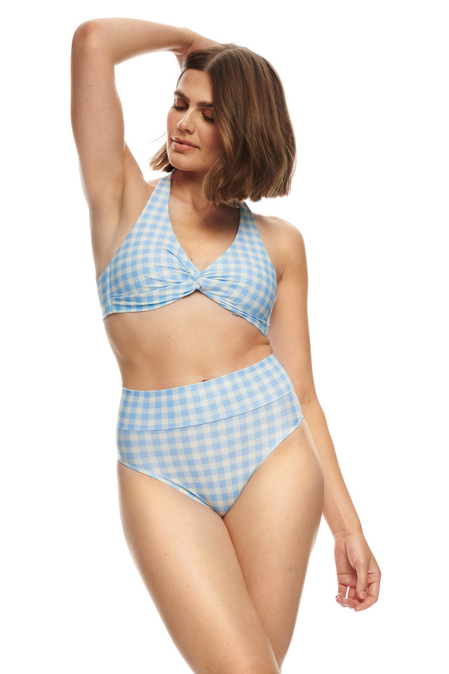 Tiburon Bikinitopp-GINGHAM AQUA