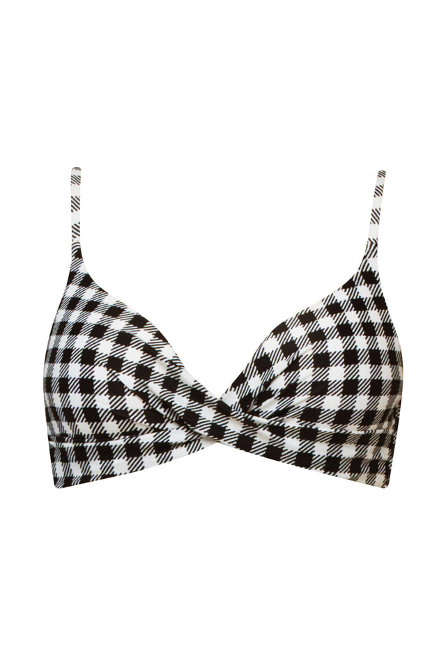 Bermuda Bikini Top-GINGHAM INK