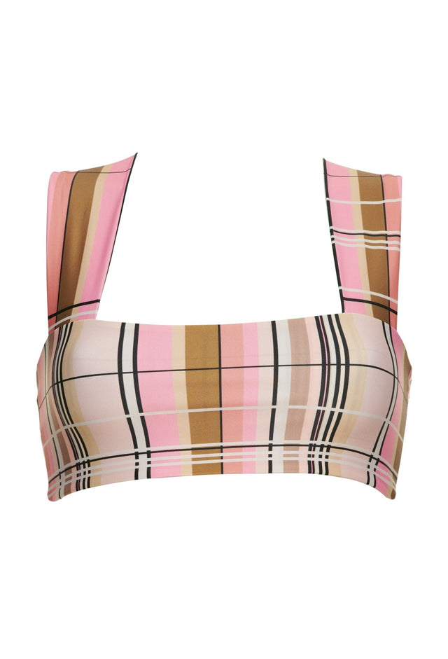 Echo top-MULTI CHECK PINK