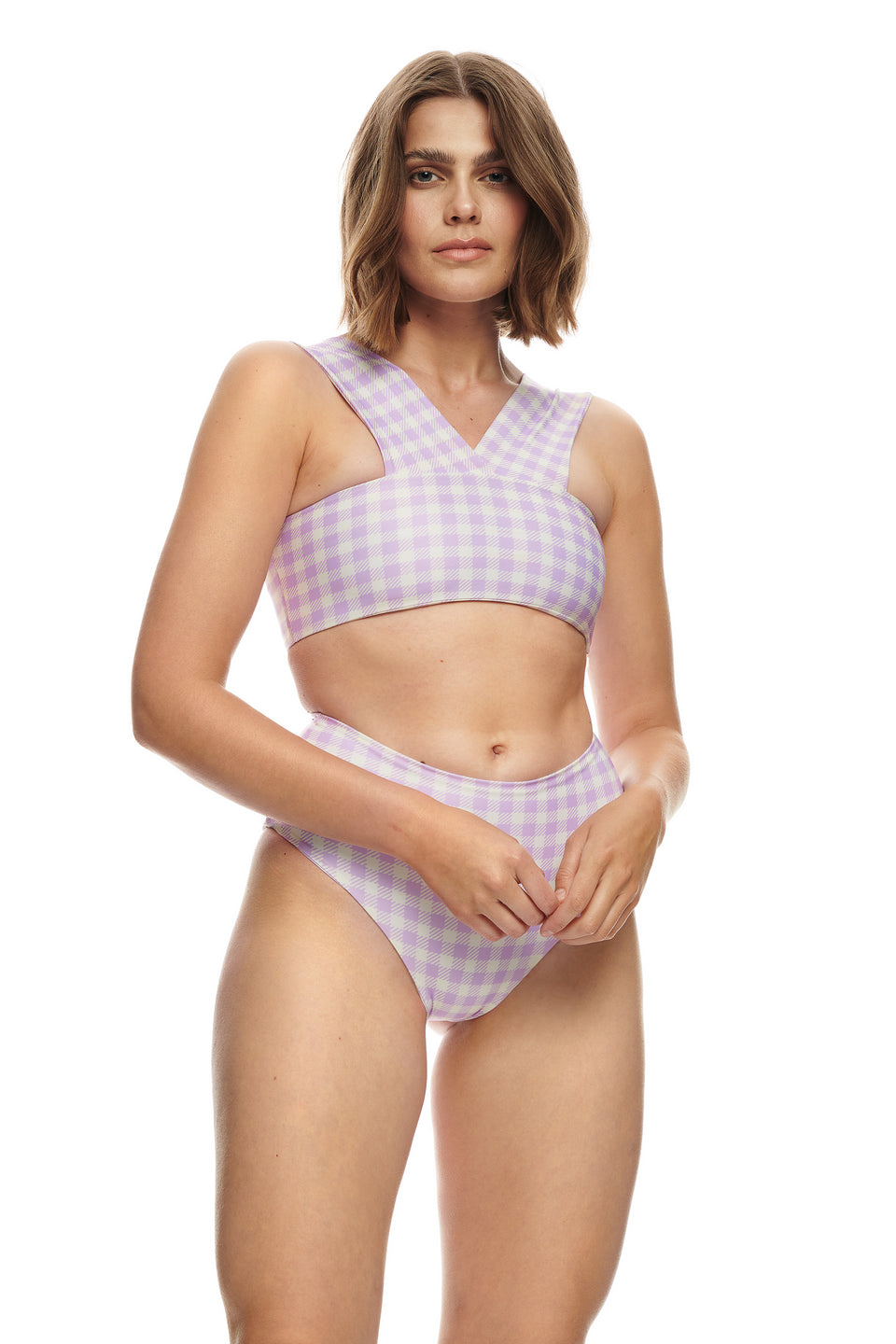 Echo top-GINGHAM LILAC