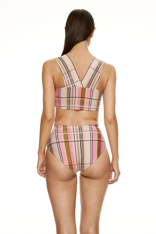 Echo top-MULTI CHECK PINK