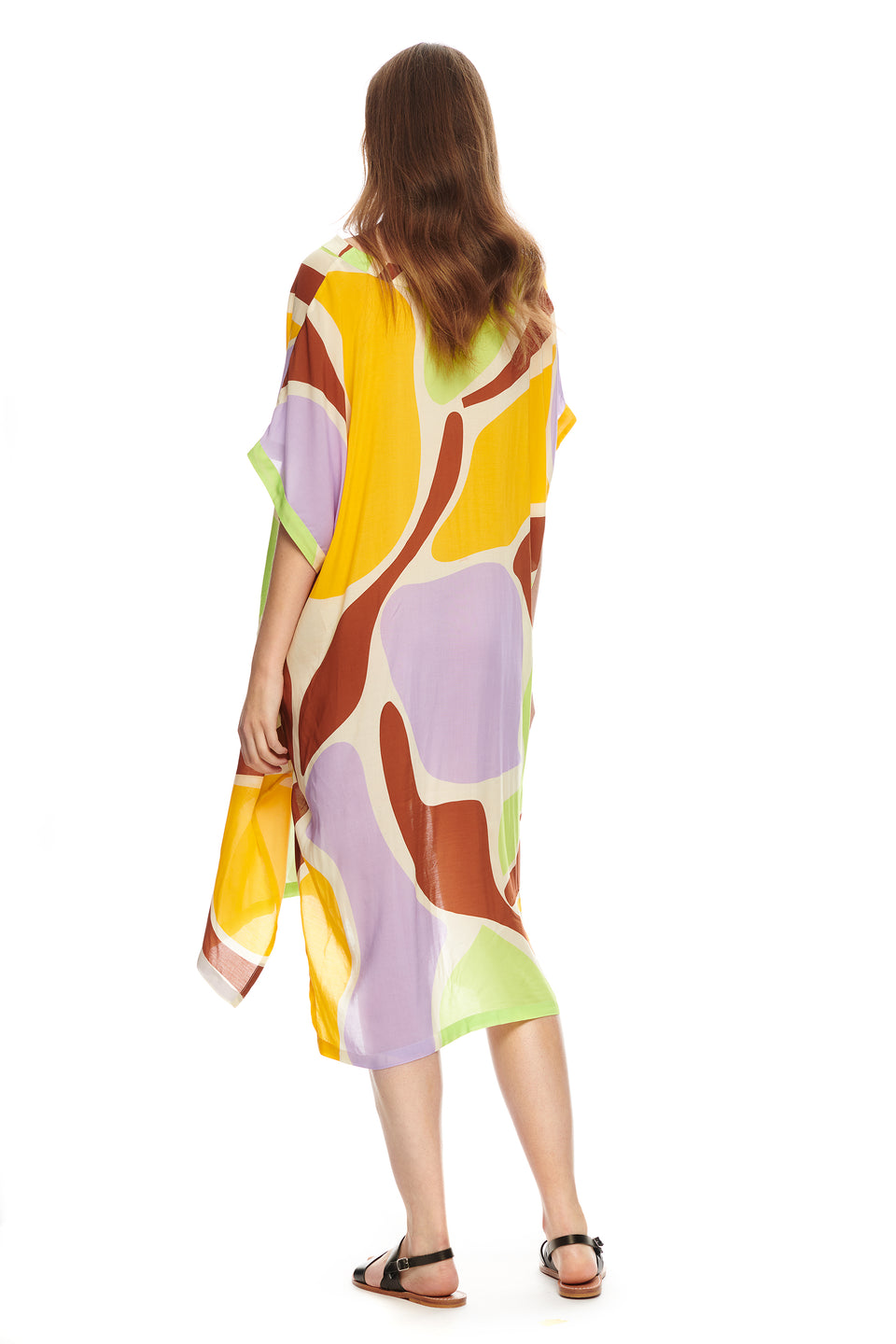 Scampi Flores mönstrad flera färger lång badklänning 