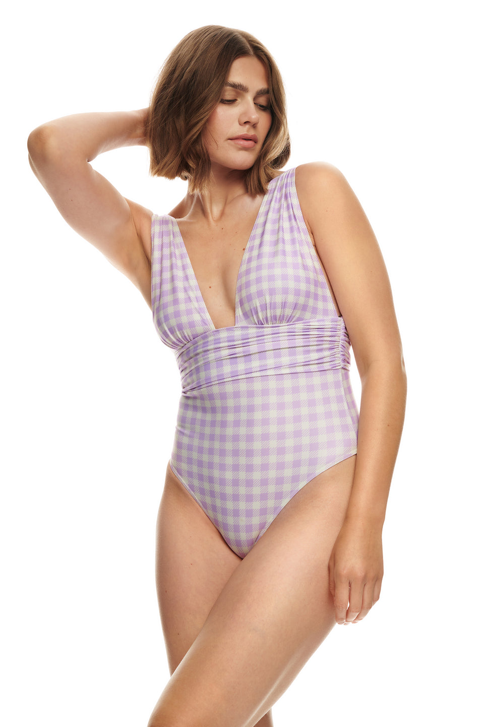 Rio Swimsuit-GINGHAM LILAC